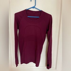 Women's Burgundy Long Sleeve Top Lululemon Swiftly Tech